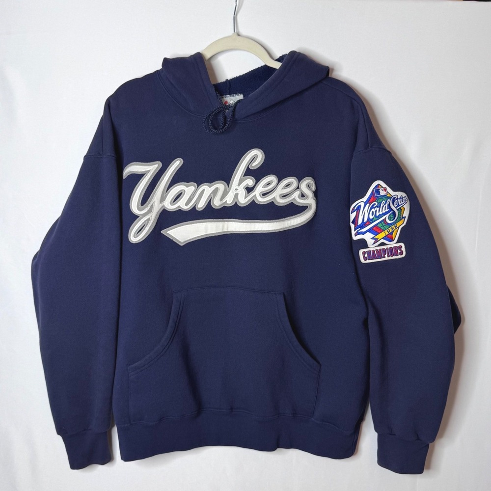 VTg Majestic Hoodie Mens L Navy Blue Yankees 1999 World Series Champions Retro